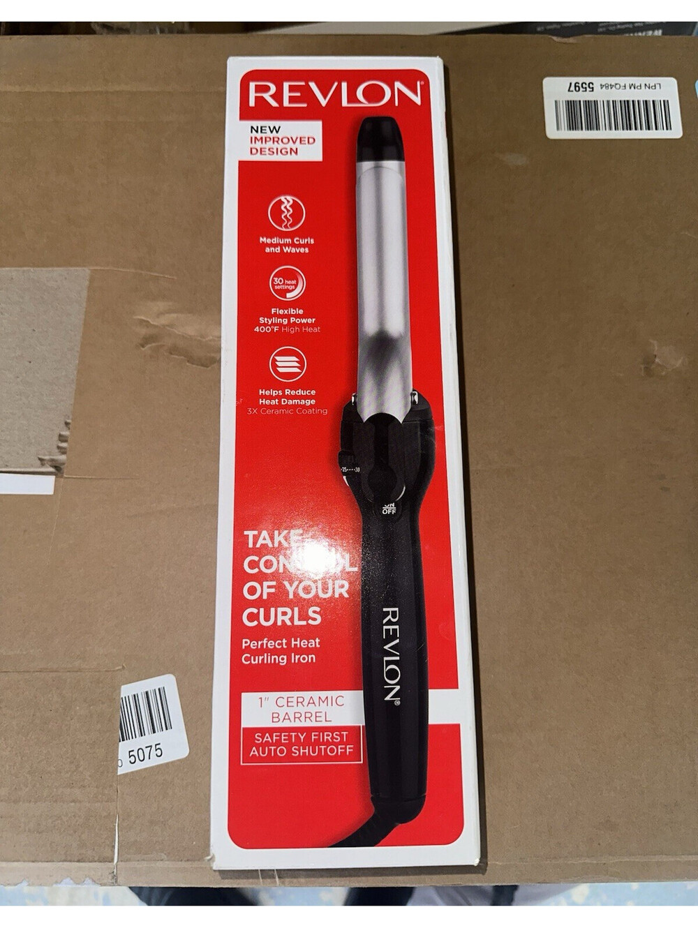 Revlon Perfect Heat RV051 1" Ceramic Curling Iron 400°F Auto Shut-Off